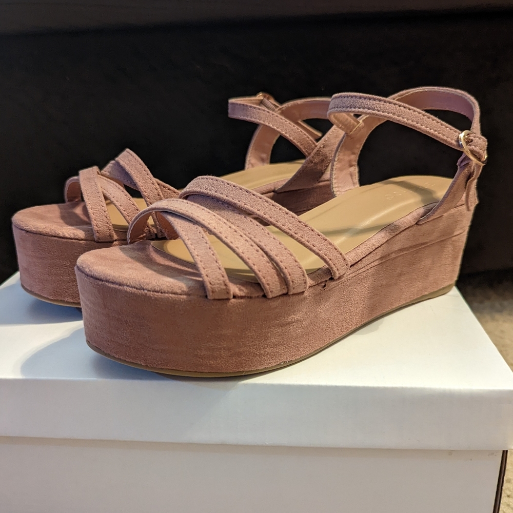 Brand New Dusty Rose Pink Platform Sandals.